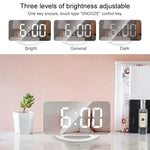 TS-8201-W Miroir de maquillage LED multifonctionnel Horloge de bureau Alarme électronique photosensible automatique