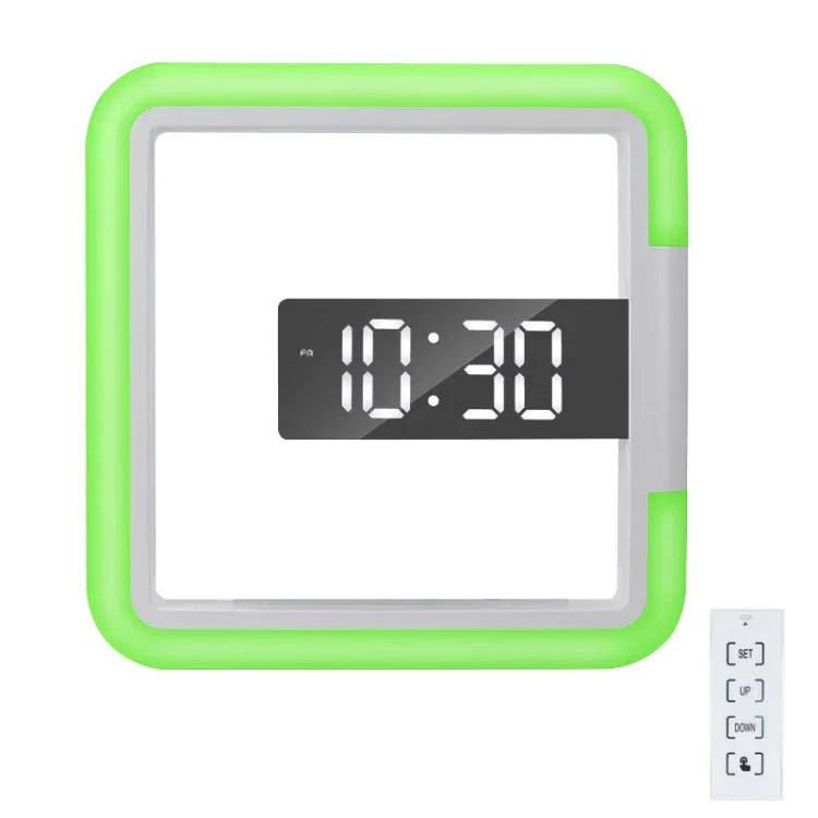 TS-S28-W Horloge Murale Creuse à LED Multifonctionnelle Carrée, Thermomètre Numérique RGB, Réveil, Horloge Thermomètre RGB