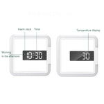 TS-S28-W Horloge Murale Creuse à LED Multifonctionnelle Carrée, Thermomètre Numérique RGB, Réveil, Horloge Thermomètre RGB