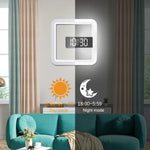 TS-S28-W Horloge Murale Creuse à LED Multifonctionnelle Carrée, Thermomètre Numérique RGB, Réveil, Horloge Thermomètre RGB