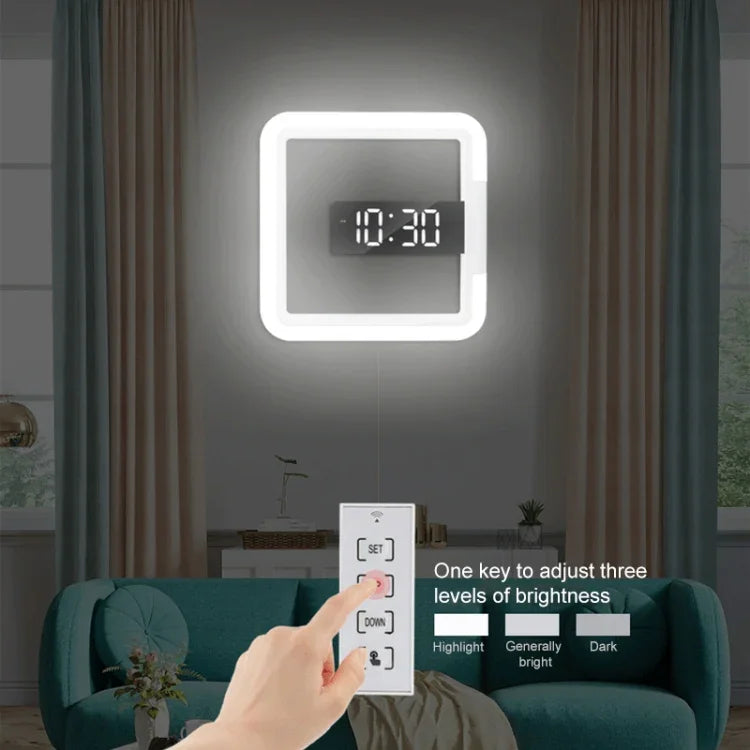 TS-S28-W Horloge Murale Creuse à LED Multifonctionnelle Carrée, Thermomètre Numérique RGB, Réveil, Horloge Thermomètre RGB