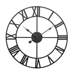 Horloge Murale Décorative Silencieuse en Fer Rond à Chiffres Romains Rétro 45cm, 45cm