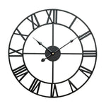 Horloge Murale Décorative Silencieuse en Fer Rond à Chiffres Romains Rétro 45cm, 45cm