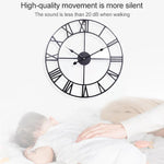 Horloge Murale Décorative Silencieuse en Fer Rond à Chiffres Romains Rétro 45cm, 45cm