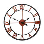 Horloge Murale Décorative Silencieuse en Fer Rond à Chiffres Romains Rétro 45cm, 45cm