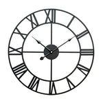 Horloge murale décorative ronde rétro silencieuse en fer avec chiffres romains pour salon 60cm (Blanc), 50cm