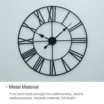 Horloge murale décorative ronde rétro silencieuse en fer avec chiffres romains pour salon 60cm (Blanc), 50cm