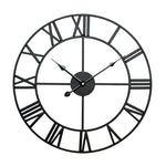 Horloge murale décorative ronde rétro silencieuse en fer avec chiffres romains pour salon 60cm (Blanc), 50cm