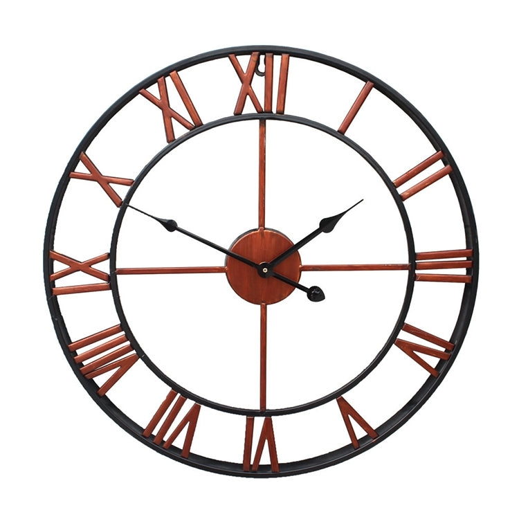Horloge murale décorative ronde rétro silencieuse en fer avec chiffres romains pour salon 60cm (Blanc), 50cm