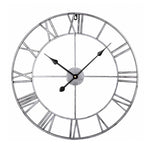 Horloge murale décorative ronde rétro silencieuse en fer avec chiffres romains pour salon 60cm (Blanc), 50cm