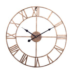 Horloge murale décorative ronde rétro silencieuse en fer avec chiffres romains pour salon 60cm (Blanc), 50cm