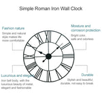 Horloge murale décorative silencieuse ronde en fer avec chiffres romains pour salon rétro, 80cm