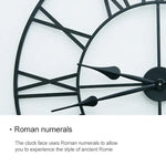 Horloge murale décorative silencieuse ronde en fer avec chiffres romains pour salon rétro, 80cm