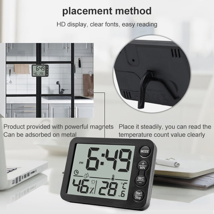 TS-9606-WR Minuteur alarme grand écran Thermomètre hygromètre (Blanc Rouge)