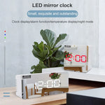 TS-S69-R Horloge LED multifonctionnelle avec alarme, double mode d'alimentation (piles/secteur), miroir de maquillage, TS-S69-G, TS-S69-HW