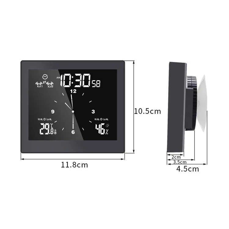 TS-WP10-W Horloge murale étanche pour salle de bain Minuteur Thermomètre Hygromètre domestique, TS-WP10-W, TS-WP10-B