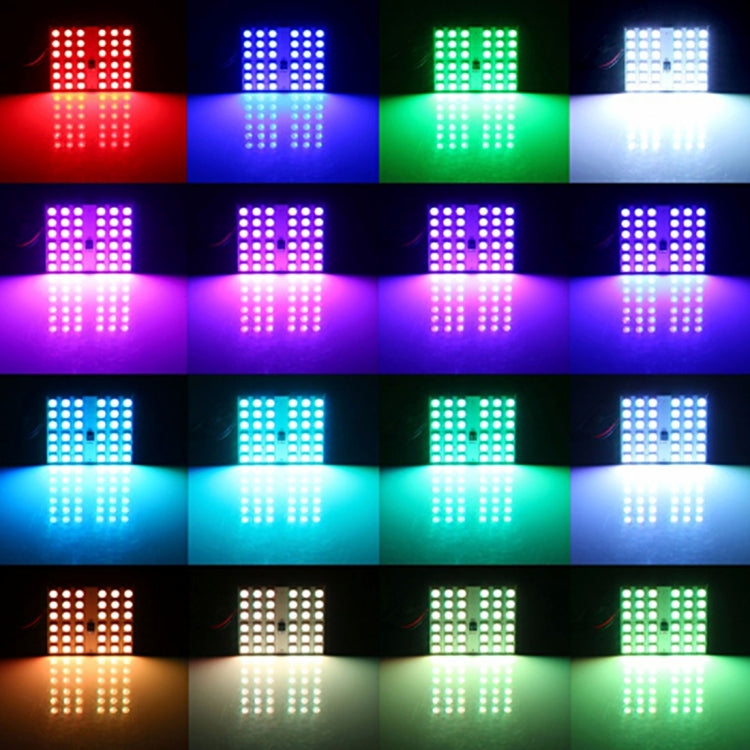 2 PCS Colorful 36MM T10 Port Remote Control Car Dome Lamp LED Reading Light with 6 LED Lights, 36MM 6 LED Lights