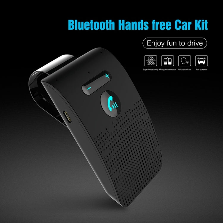 Kit mains libres voiture SP09 Bluetooth sans fil multipoint V4.2, haut-parleur, support lecture vocale & capteur de vibration