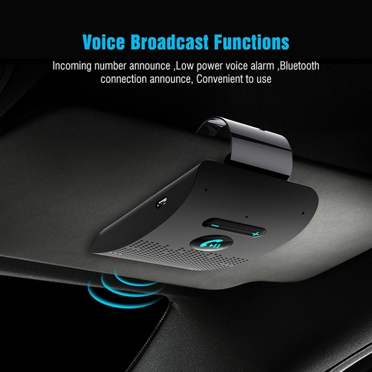 Kit mains libres voiture SP09 Bluetooth sans fil multipoint V4.2, haut-parleur, support lecture vocale & capteur de vibration