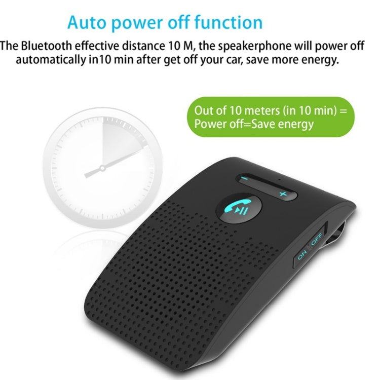 Kit mains libres voiture SP09 Bluetooth sans fil multipoint V4.2, haut-parleur, support lecture vocale & capteur de vibration