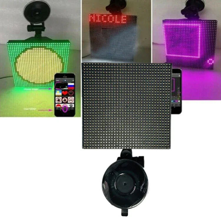 Panneau LED de voiture 32x32 pixels, couleur, sans fil, contrôle par application Bluetooth, émoticônes, affichage LED, éclairage, 32x32 pixels, chargement de voiture