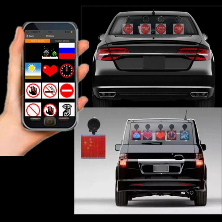 Panneau LED de voiture 32x32 pixels, couleur, sans fil, contrôle par application Bluetooth, émoticônes, affichage LED, éclairage, 32x32 pixels, chargement de voiture