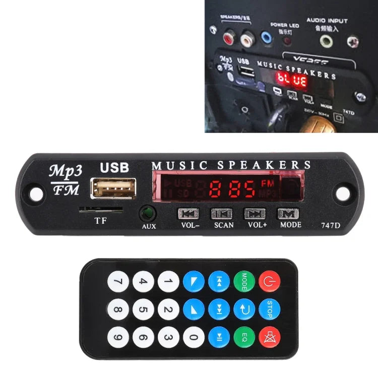 Platine décodeur audio MP3 12 V pour voiture, radio FM, TF, USB, AUX 3,5 mm, sans Bluetooth ni enregistrement, sans Bluetooth ni enregistrement