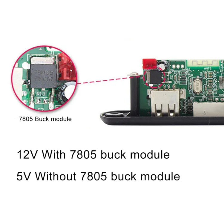 Décodeur de lecteur MP3 Bluetooth audio 12 V pour voiture, carte radio FM TF USB 3,5 mm AUX, sans enregistrement, sans enregistrement