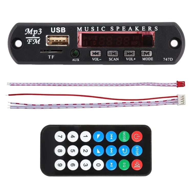 Décodeur de lecteur MP3 Bluetooth audio 12 V pour voiture, carte radio FM TF USB 3,5 mm AUX, sans enregistrement, sans enregistrement