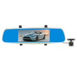 Enregistreur voiture V100 avec écran tactile LCD 7 pouces, miroir de vue arrière avec caméra séparée, angle de vue large 170 degrés, support vision nocturne / enregistrement en boucle / détection de mouvement / capteur G / carte TF, 7 pouces