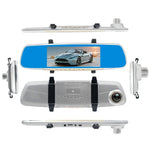 Enregistreur voiture V100 avec écran tactile LCD 7 pouces, miroir de vue arrière avec caméra séparée, angle de vue large 170 degrés, support vision nocturne / enregistrement en boucle / détection de mouvement / capteur G / carte TF, 7 pouces