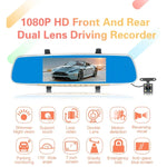 Enregistreur voiture V100 avec écran tactile LCD 7 pouces, miroir de vue arrière avec caméra séparée, angle de vue large 170 degrés, support vision nocturne / enregistrement en boucle / détection de mouvement / capteur G / carte TF, 7 pouces