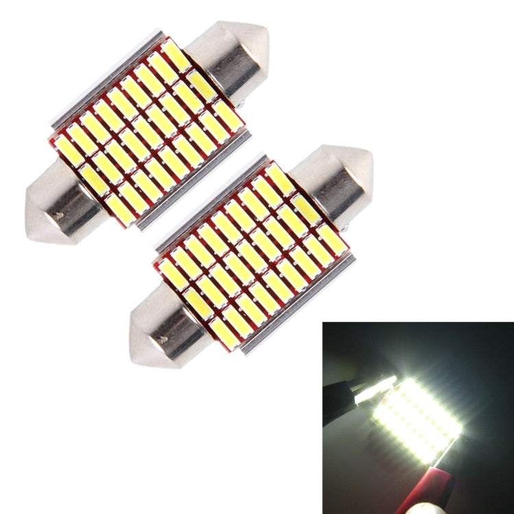 2 PCS DC 12V 6W 36MM Bicuspid Car Door Lamps Registration Mark light Dashboard Dome Door Lights LED Reading Lamp with 27 LED SMD 3014 Lights White, 36MM