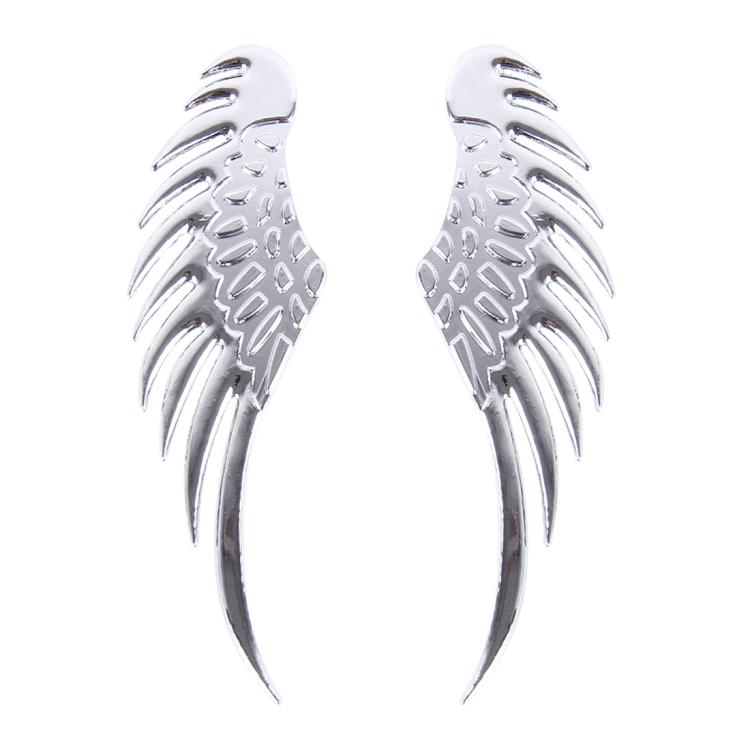 3D Angel Wing Metal Sticker Decal Auto Car Emblem Decal Decoration Color Silver, Angel Wing