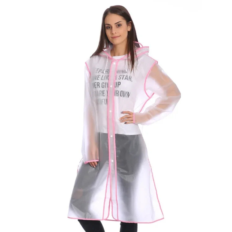 Poncho avec bordure en EVA, design bord conjointe, bord de chapeau transparent, couvre-pluie imperméable pour extérieur, Taille : L, Convient pour une hauteur de 150-170cm (Rose), Taille : L