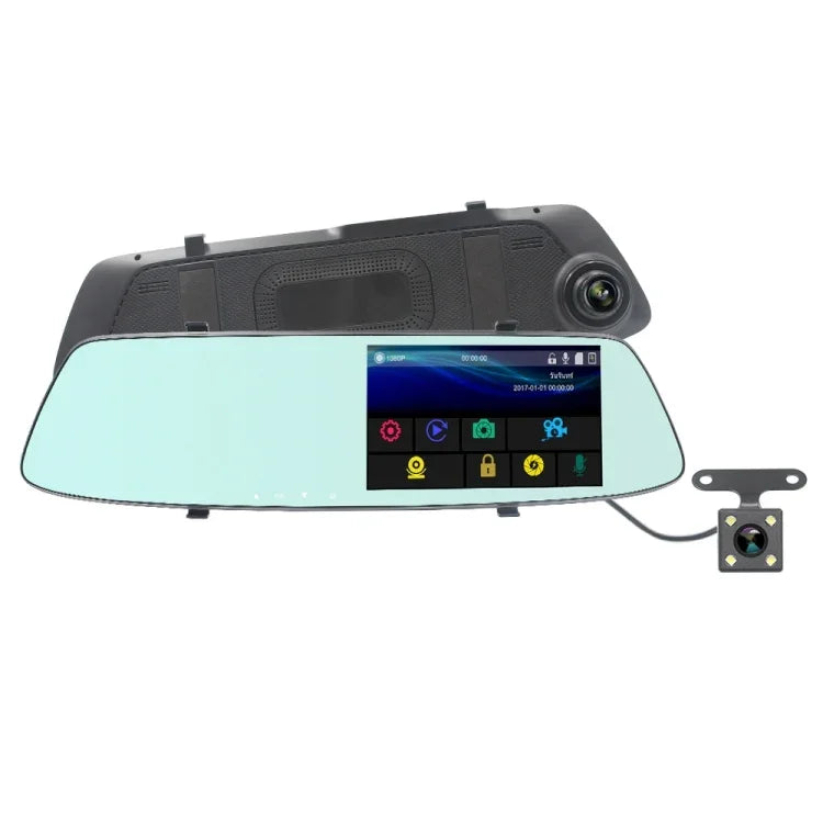 Enregistreur de voiture avec écran tactile LCD 5 pouces G705, miroir de vue arrière avec caméra séparée, angle de vue large de 170 degrés, support enregistrement en boucle / détection de mouvement / capteur G / carte TF, G705