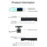 Enregistreur de voiture avec écran tactile LCD 5 pouces G705, miroir de vue arrière avec caméra séparée, angle de vue large de 170 degrés, support enregistrement en boucle / détection de mouvement / capteur G / carte TF, G705