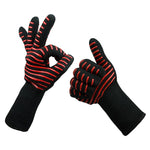 Gants de protection en silicone coton pour cuisine et micro-ondes, résistance aux hautes températures : 500 degrés C, longueur : 32 cm, Deyan, rayure rouge Deyan