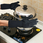 Gants de protection en silicone coton pour cuisine et micro-ondes, résistance aux hautes températures : 500 degrés C, longueur : 32 cm, Deyan, rayure rouge Deyan
