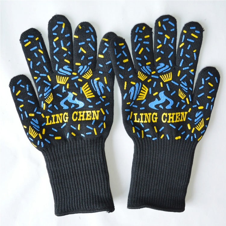 Gants de protection en silicone coton pour cuisine et micro-ondes, résistance aux hautes températures : 500 degrés C, longueur : 32 cm, Deyan, rayure rouge Deyan