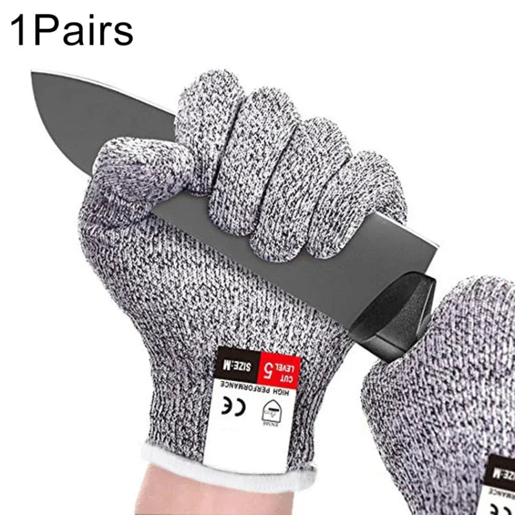 Une paire de gants de jardinage anti-coupures en HPPE de qualité alimentaire, niveau 5, anti-coupures, anti-usure, gants de travail de sécurité, taille : M, longueur : 22 cm, taille : M/noir, taille : M/blanc