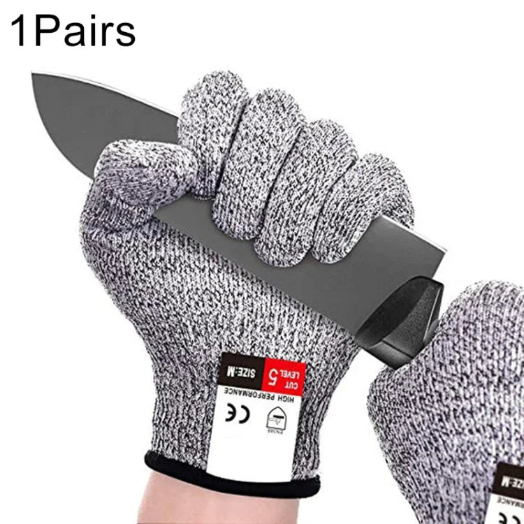 Une paire de gants de jardinage résistants aux coupures HPPE de qualité alimentaire, anti-coupures de niveau 5, anti-usure, gants de travail de sécurité, taille: L, longueur: 24cm, taille: L/Noir, taille: L/Blanc