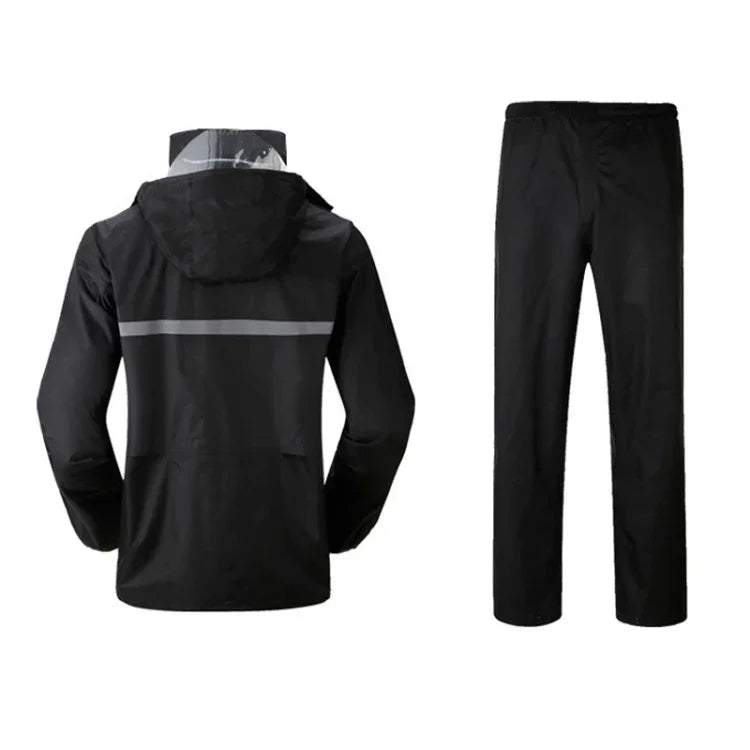 Pantalon de pluie fendu réfléchissant durable pour moto, vélo, vélo électrique, coupe-vent, imperméable, vêtement de pluie pour adulte, Taille : 2XL(Noir), Taille : 2XL