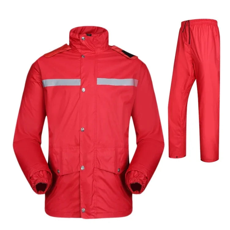 Ensemble imperméable durable réfléchissant pour moto (pantalon et veste), coupe-vent et imperméable, pour adulte, taille : 2XL (rouge), taille : 2XL