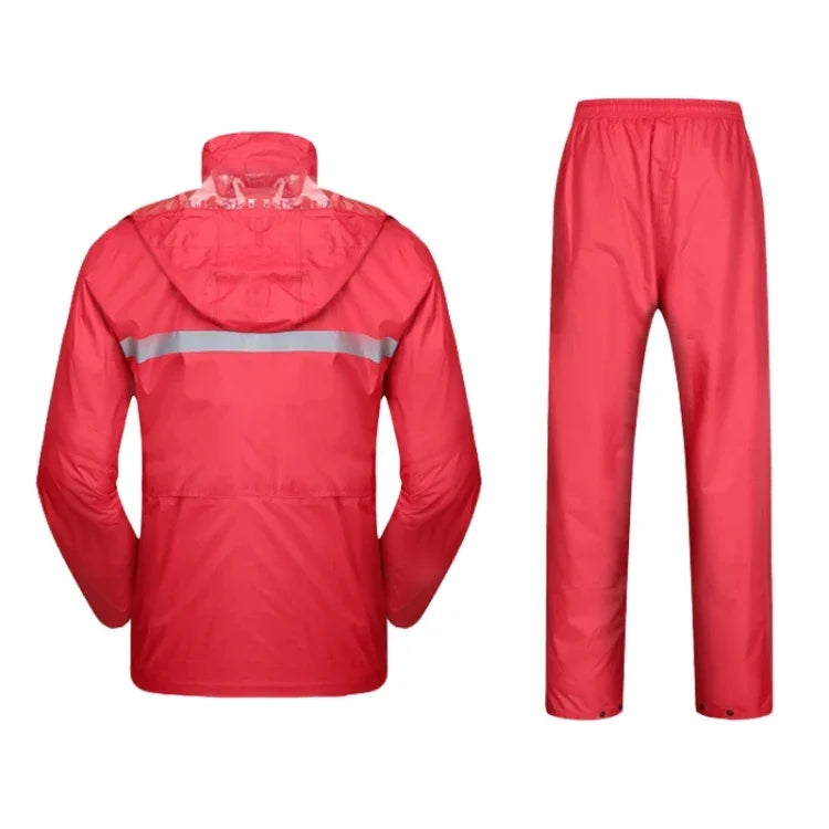 Ensemble imperméable durable réfléchissant pour moto (pantalon et veste), coupe-vent et imperméable, pour adulte, taille : 2XL (rouge), taille : 2XL