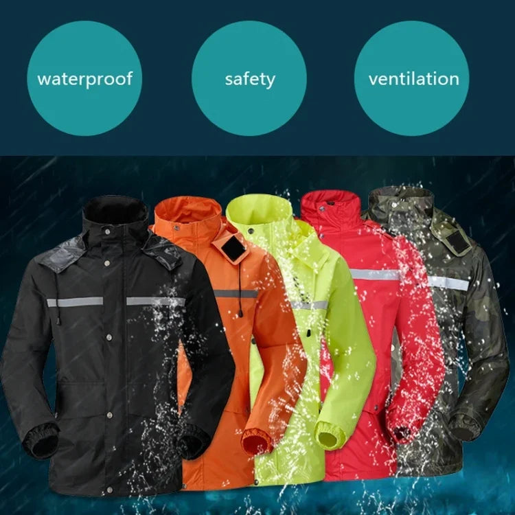 Pantalon de pluie fendu réfléchissant durable pour moto, vélo, vélo électrique, coupe-vent, imperméable, vêtement de pluie pour adulte, Taille : M(Noir), Taille : M