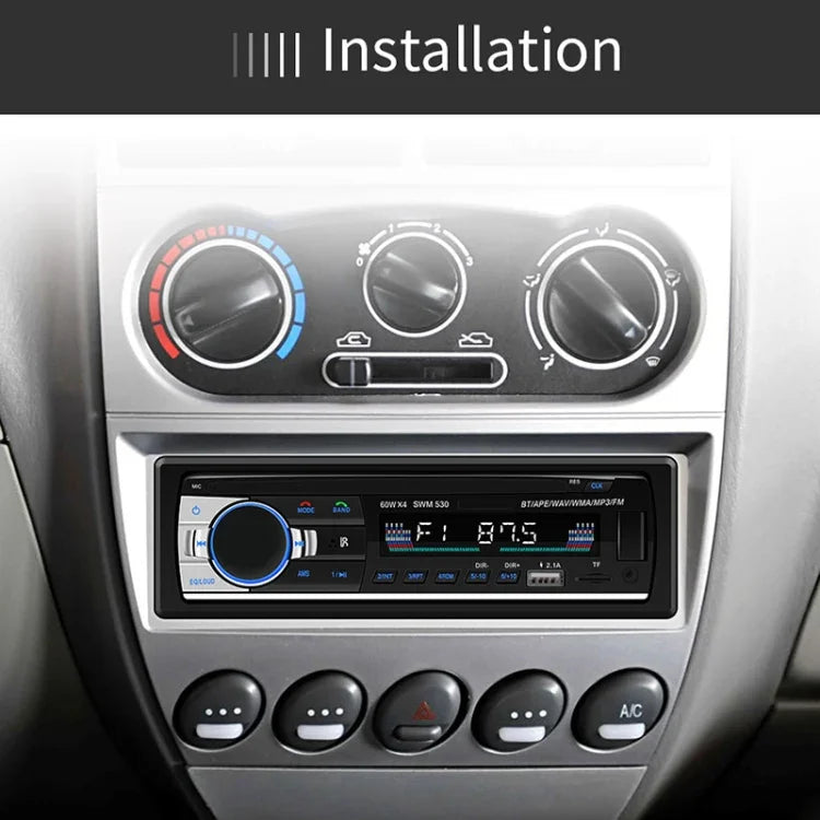 SWM-530 Autoradio universel 12 V avec double chargeur USB, lecteur MP3, support FM et Bluetooth avec télécommande, SWM-530