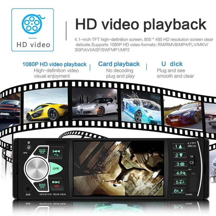 SWM-4022D Autoradio Universel HD 4.1 Pouces 12V Récepteur Lecteur MP5, Support FM & Bluetooth & Carte TF avec Télécommande, SWM-4022D