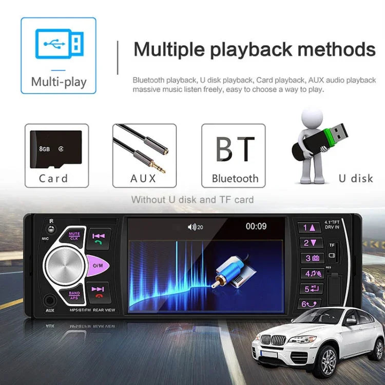 SWM-4022D Autoradio Universel HD 4.1 Pouces 12V Récepteur Lecteur MP5, Support FM & Bluetooth & Carte TF avec Télécommande, SWM-4022D
