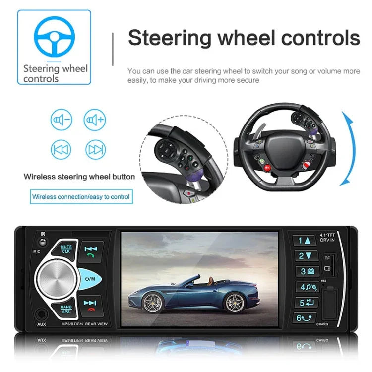 SWM-4022D Autoradio Universel HD 4.1 Pouces 12V Récepteur Lecteur MP5, Support FM & Bluetooth & Carte TF avec Télécommande, SWM-4022D